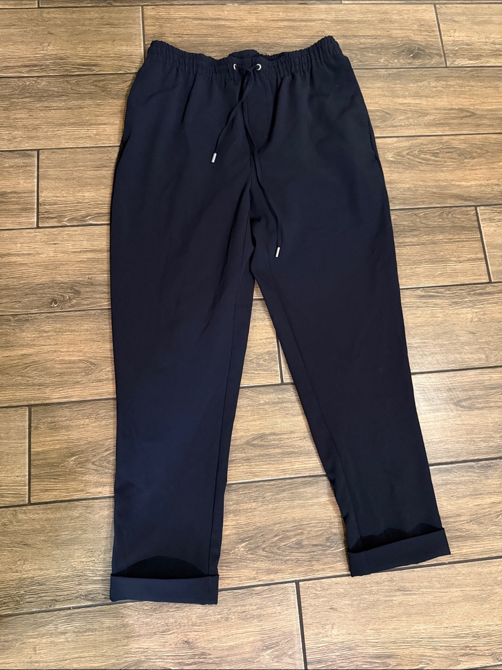 Zara Pleated Performance Jogger Pants Women’s Medium Black Slim Tapered